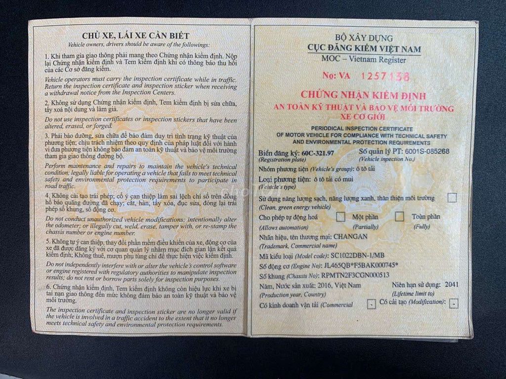 Changan 2016. Mua bán Xe tải, xe ben tại Huyện Xuyên Mộc Bà Rịa - Vũng Tàu được đăng bởi Phú Sorento hình 7