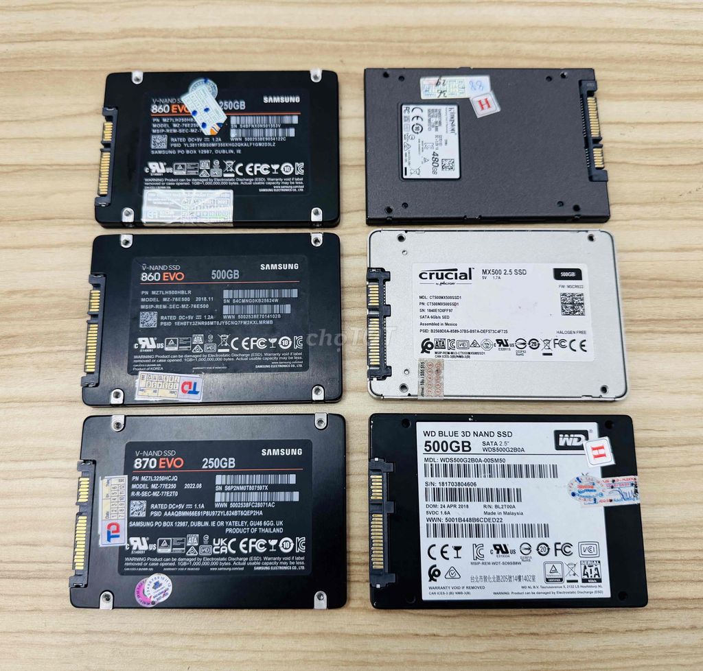 SSD 500G, SSD 250G, SSD 480G, SSD 120G các loại