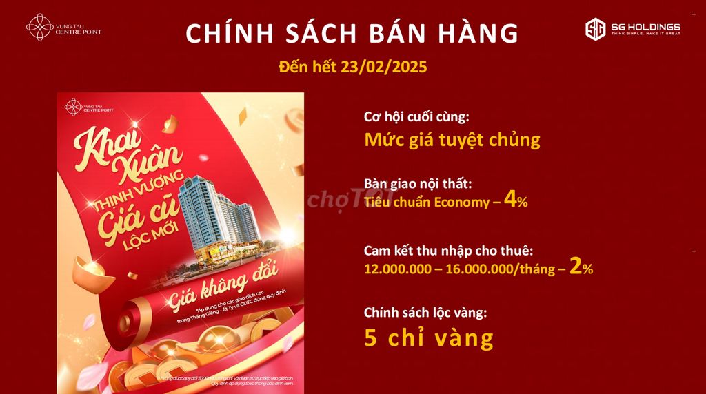 Giỏ hàng độc quyền căn hộ Vũng Tàu Centre Point tầng cao - giá tốt....