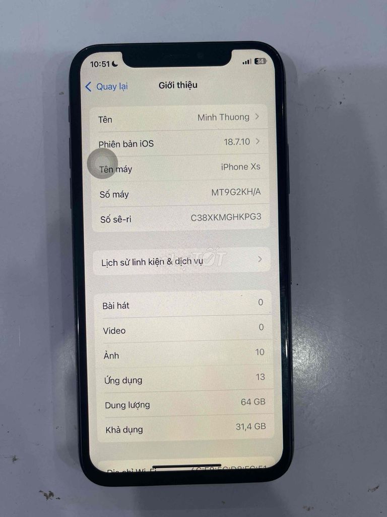 Apple iPhone Xs 64GB Đen Mất Face ID. Mua bán Điện thoại tại Huyện Tràng Định Lạng Sơn được đăng bởi Nguyễn Minh Hoàng hình 1