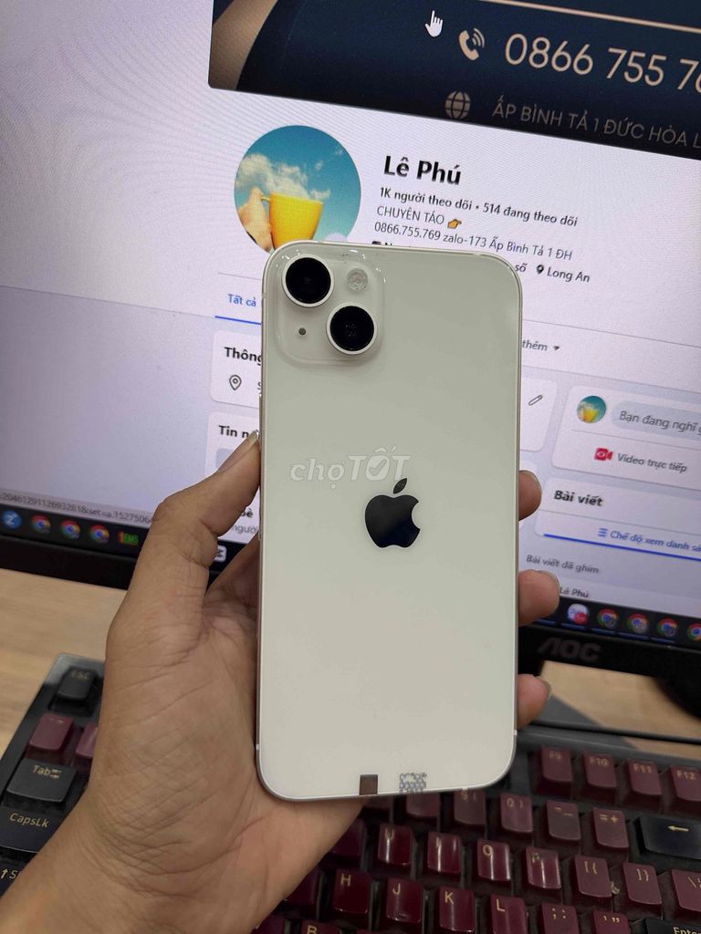 iPhone 14 Plus Trắng 128G quốc tế. Mua bán Điện thoại tại Huyện Đức Hòa Long An được đăng bởi Lê Phú hình 1
