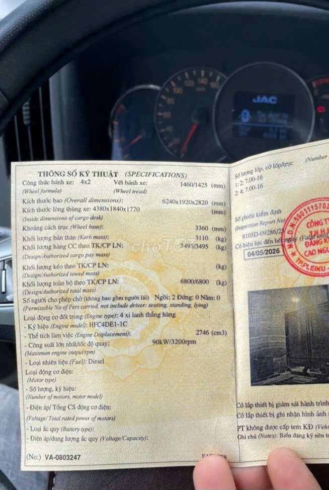 Bán gấp Jac 3.4 tấn đời 2022 thùng kín 4m3. Mua bán Xe tải, xe ben tại Thành phố Thuận An Bình Dương được đăng bởi Hồ Xe Tải hình 9