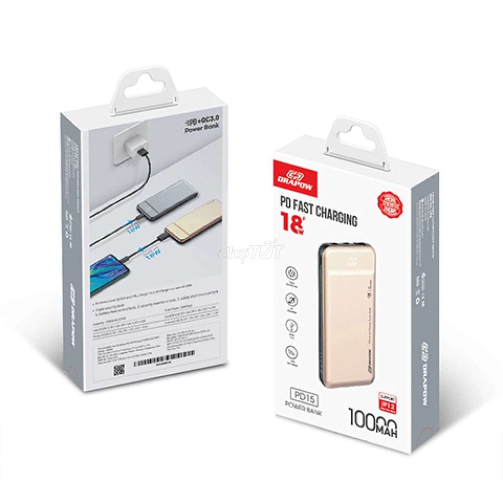 Pin Dự Phòng Sạc Nhanh 18W Drapow 10000mAh PD15. Mua bán Phụ kiện (Màn hình, Chuột...) tại Thành phố Tây Ninh Tây Ninh được đăng bởi Hùng hình 1