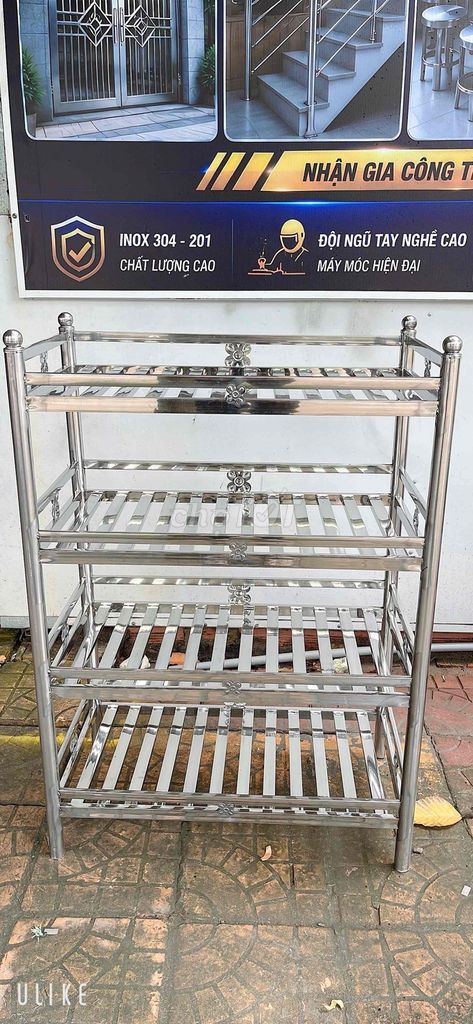 Kệ Inox Bạc 4 tầng 80x40cm. Mua bán Tủ, kệ gia đình tại Quận Cái Răng Cần Thơ được đăng bởi INOX Gia Dụng  hình 1