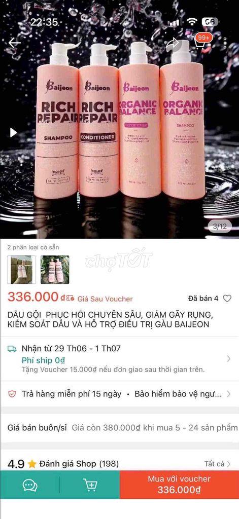 Dầu gội xả Baijeon 800ml phục hồi. Mua bán Thiết bị vệ sinh, nhà tắm tại Quận 10 Tp Hồ Chí Minh được đăng bởi Hương Tống hình 1