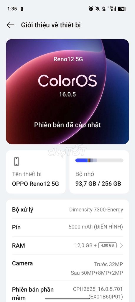 Oppo Reno 12 5G Đen 12GB/256GB. Mua bán Điện thoại tại Quận Bắc Từ Liêm Hà Nội được đăng bởi Nam Lê hình 1