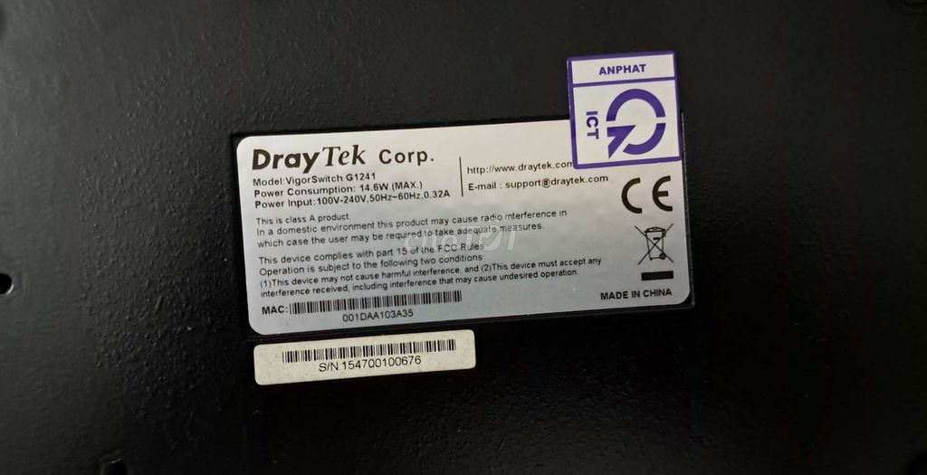 SMART SWITCH DRAYTEK VIGORSWITCH G1241–24 PORT