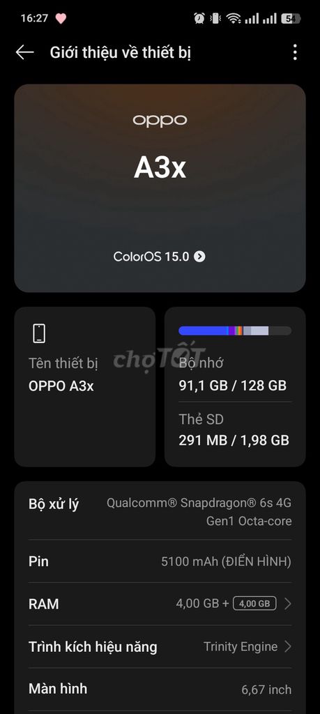 OPPO A3x 128GB. Mua bán Điện thoại tại Thành phố Rạch Giá Kiên Giang được đăng bởi Nhyy KayT hình 1