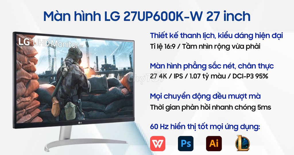 Màn hình LG 27UP600K-W 27 inch UHD 4K Trắng. Mua bán Phụ kiện (Màn hình, Chuột...) tại Quận Gò Vấp Tp Hồ Chí Minh được đăng bởi Vin à hình 1