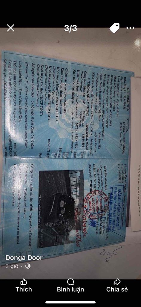 VinFast Fadil 2022 - 200000 km. Mua bán Ô tô tại Thành phố Sầm Sơn Thanh Hóa được đăng bởi Thangnhom Thangnhom  hình 2