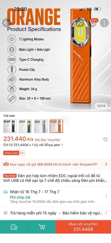 Đèn pin WARSTAR WT7 UV Cam. Mua bán Đồ thể thao, Dã ngoại tại Quận Ngũ Hành Sơn Đà Nẵng được đăng bởi phụ kiện điện tử linh tinh hình 1