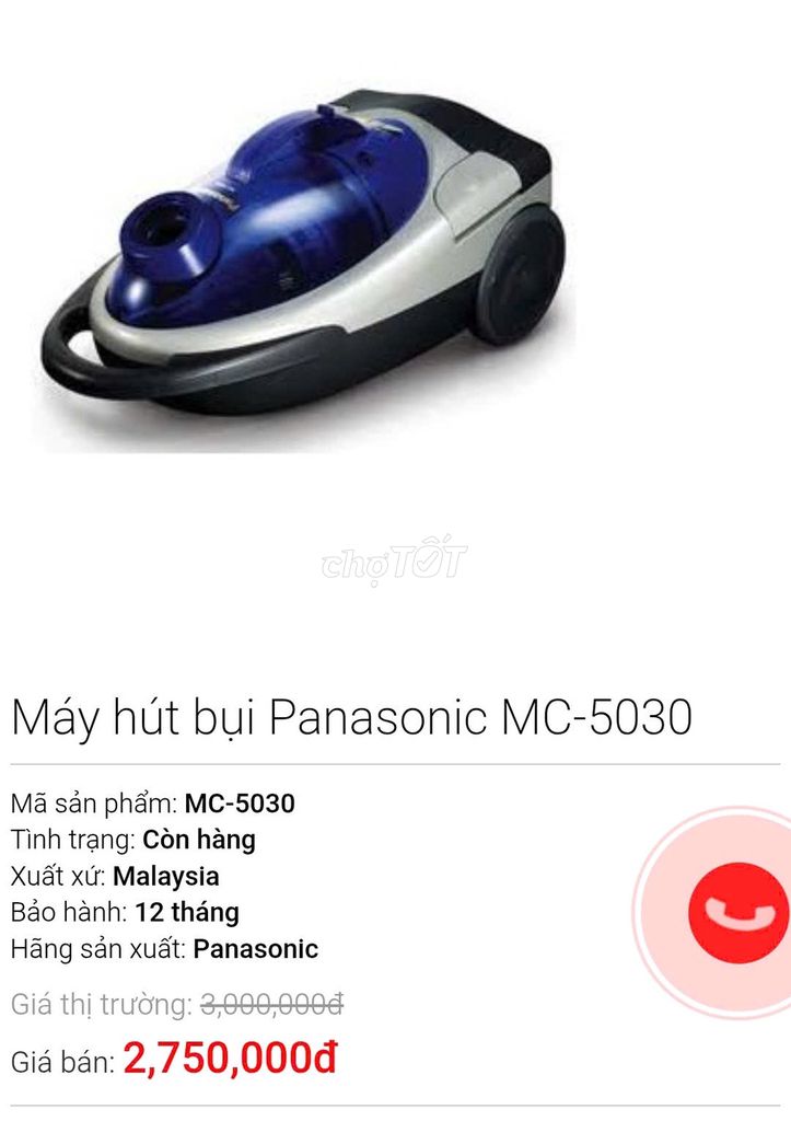 Máy hút bụi Panasonic MC-5030. Mua bán Nội thất, đồ gia dụng khác tại Thành phố Vinh Nghệ An được đăng bởi Hoàng Hữu Chung hình 1