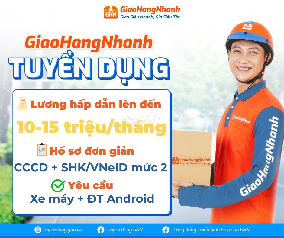 Xã An Thạnh, TT Long Điền CẦN GẤP SHIPPER CỐ ĐỊNH