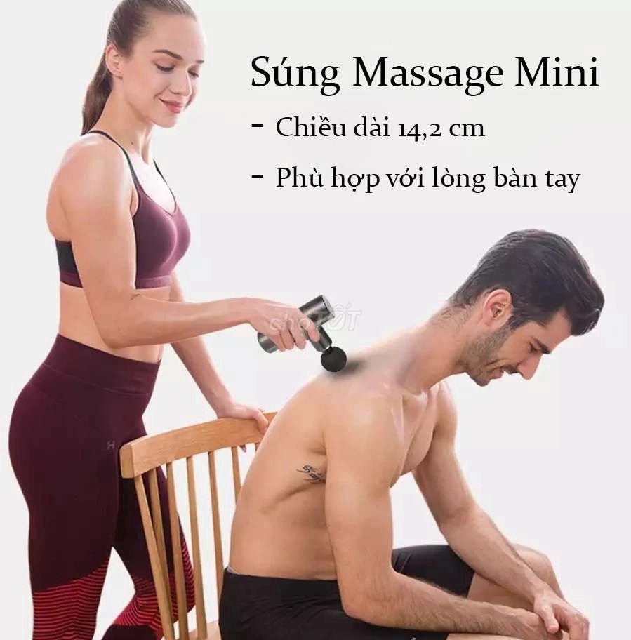 Máy massage cầm tay 6 cấp độ kèm 4 đầu massage