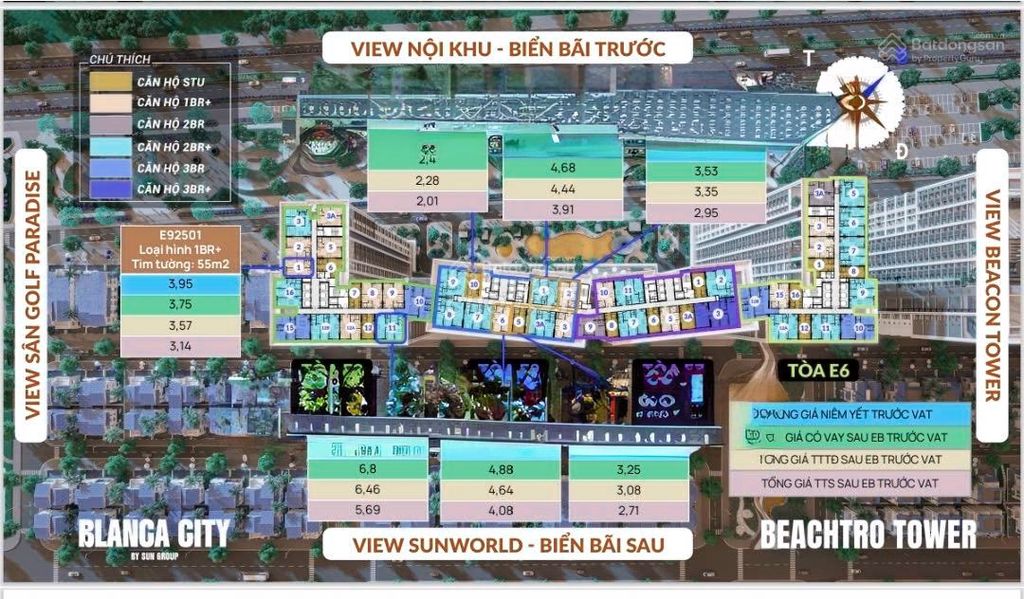 Bán căn hộ Beachtro Tower Blanca City, 59.7m2, 2PN, 2.9 tỷ