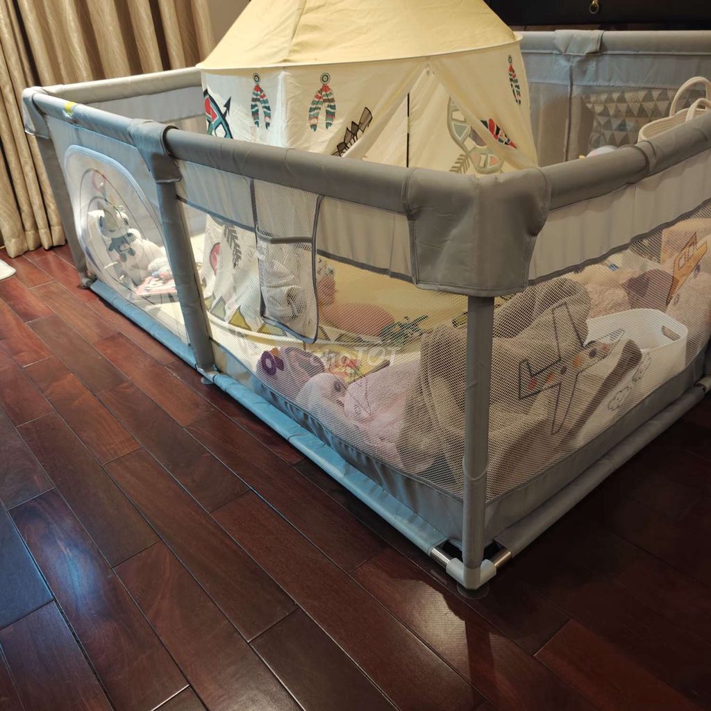Quây cũi Vải Kim loại Xám 2x2m. Mua bán Mẹ và bé tại Quận Hải Châu Đà Nẵng được đăng bởi Jack Le hình 1