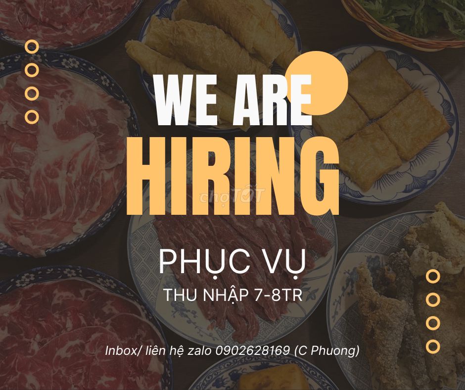 Phục Vụ Full Time / Part Time Quận 1 7-8TR/ Tháng