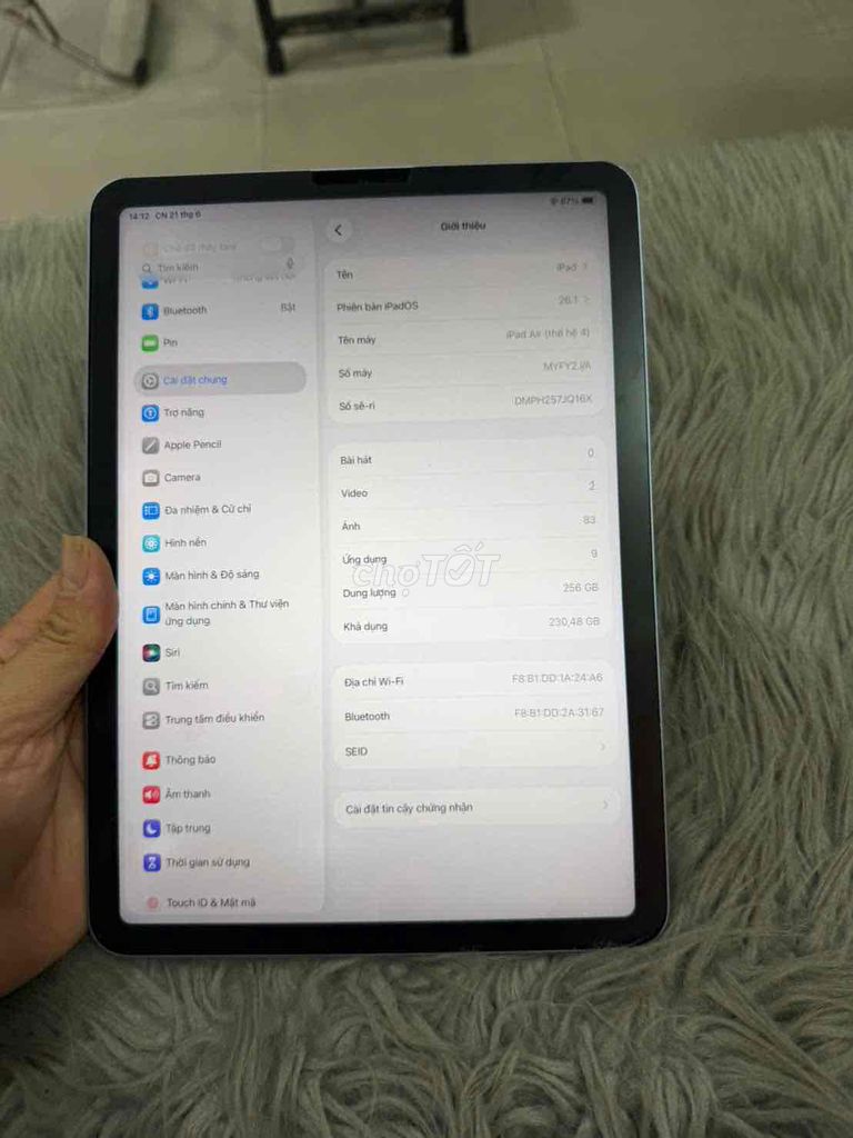 ipad air 4 256g wifi pin 81%. Mua bán Máy tính bảng tại Thành phố Thủ Đức Tp Hồ Chí Minh được đăng bởi đỗ huy hình 1