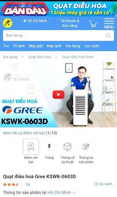 Cần bán Quạt điều hoà Gree KSWK-0603D mới 90%