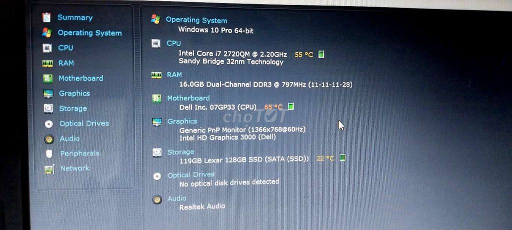 Dell i7QM 8cpu Ram16 ssd128