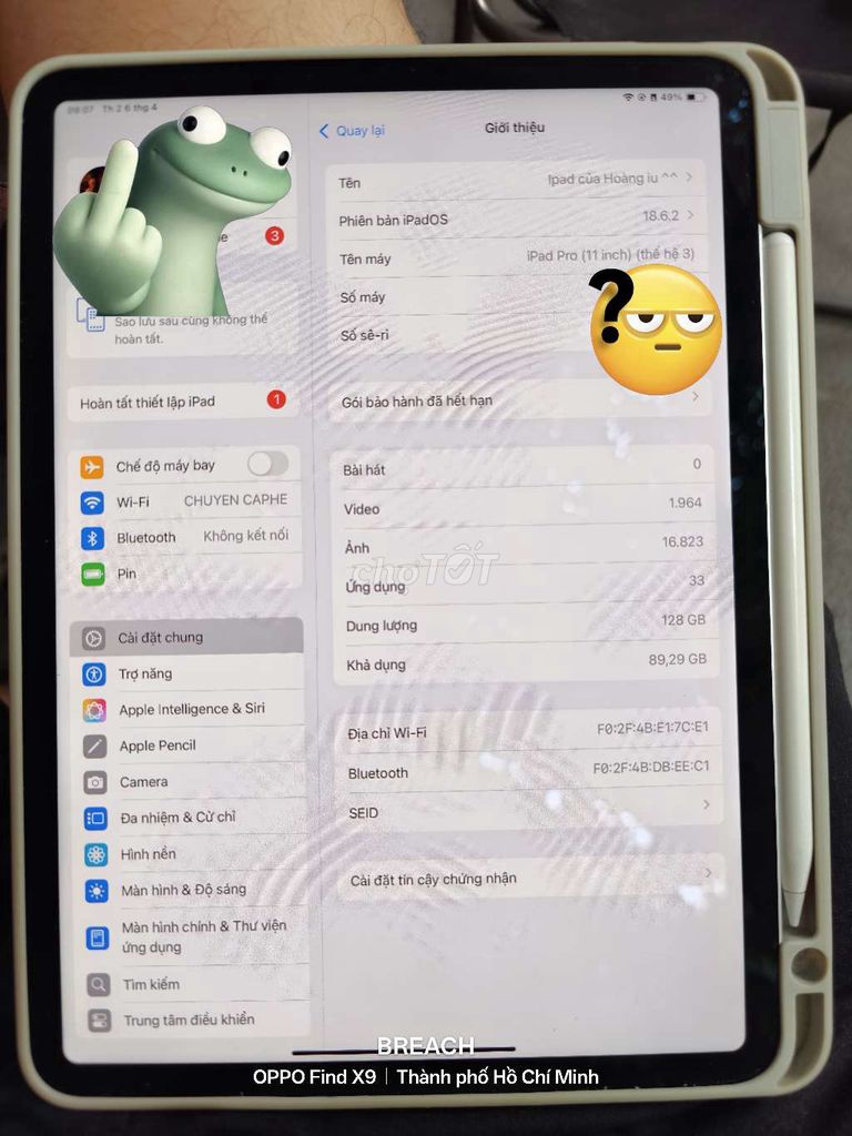 Apple iPad Pro M1 11 inch 128GB 99%. Mua bán Máy tính bảng tại Quận 6 Tp Hồ Chí Minh được đăng bởi Lê Nguyễn Nhật Thanh hình 1