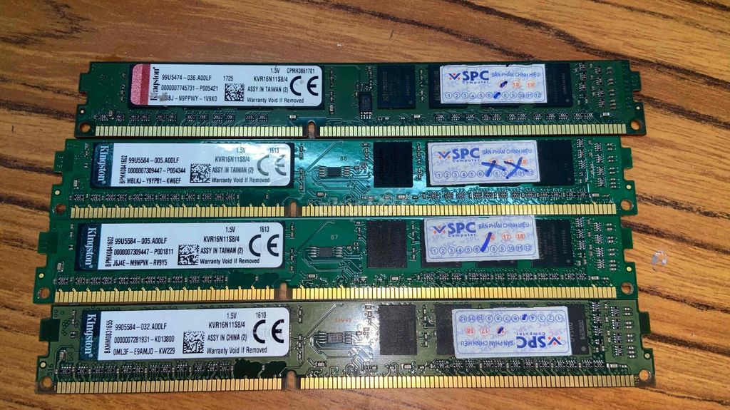 4x4gb ddr3 bus 1600 cũ hãng kingston