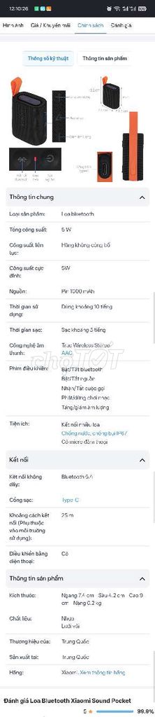 Loa Bluetooth Xiaomi Sound Pocket Đen. Mua bán Tivi, Âm thanh tại Huyện Củ Chi Tp Hồ Chí Minh được đăng bởi     Thuận  hình 1