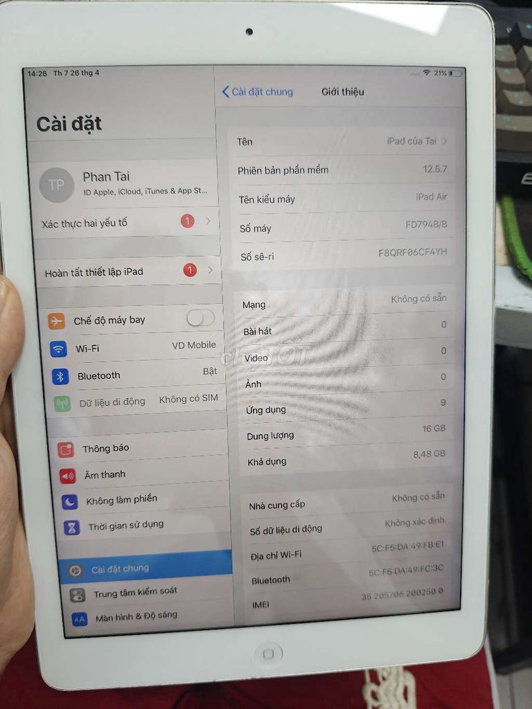 iPad Air 1. Mua bán Máy tính bảng tại Quận 12 Tp Hồ Chí Minh được đăng bởi Điện Thoại Giá Tốt Chất Lượng 494 Hà Huy Giáp Q12 hình 2
