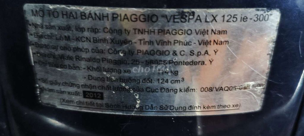 Piaggio LX ie - 2012 Xe đẹp. Mua bán Xe máy tại Quận Hai Bà Trưng Hà Nội được đăng bởi Mr Đinh hình 3
