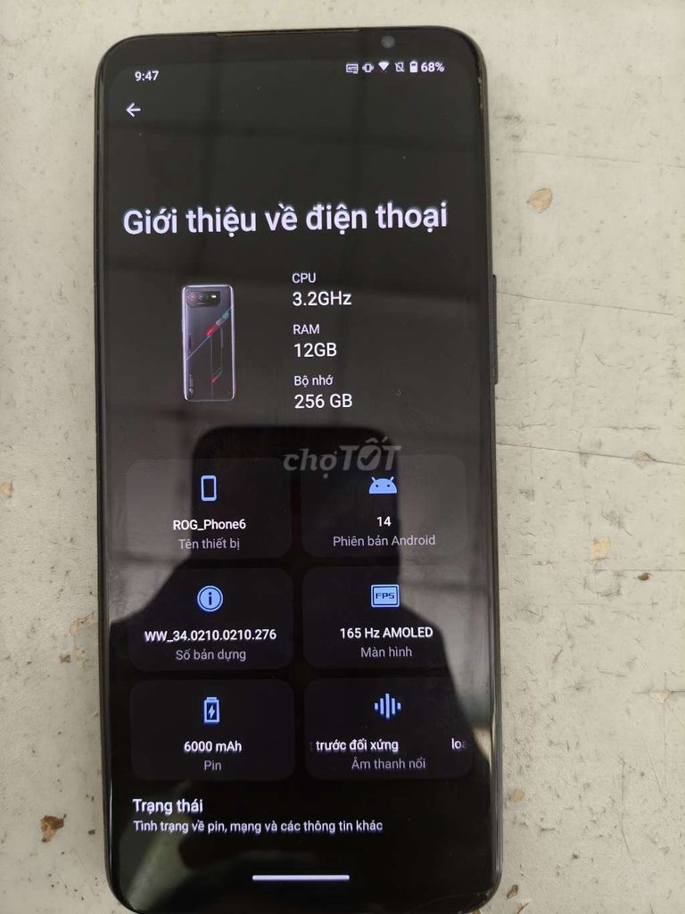 ROG Phone 6 12/256GB Đen Đã sử dụng. Mua bán Điện thoại tại Huyện Trảng Bàng Tây Ninh được đăng bởi Đinh Thành Công hình 1