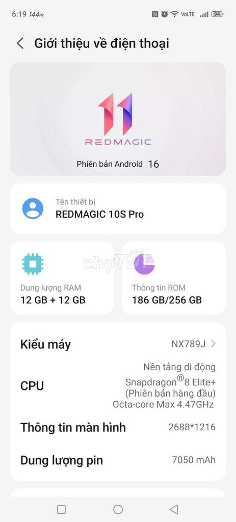 REDMAGIC 10S Pro 256GB. Mua bán Điện thoại tại Thành phố Dĩ An Bình Dương được đăng bởi huyen hình 1