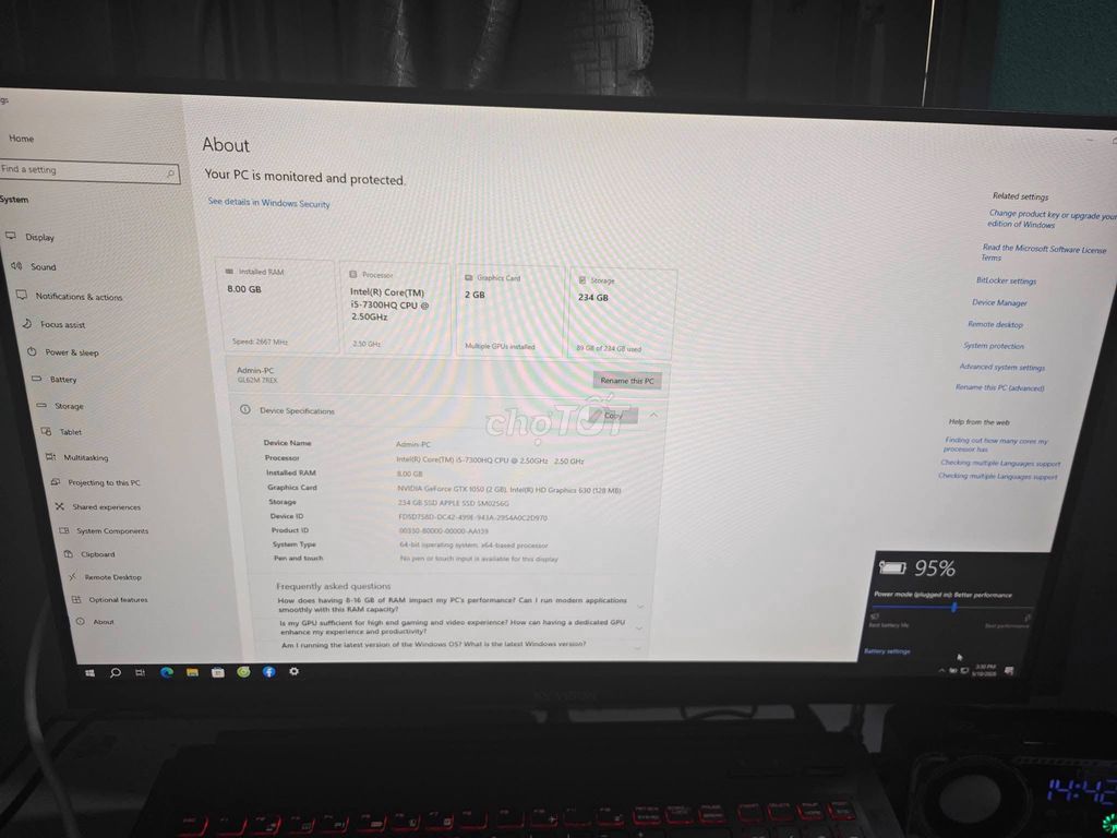 Dell Inspiron 15 i5-7300HQ 8GB/240GB GTX 1050. Mua bán Laptop tại Huyện Quế Võ Bắc Ninh được đăng bởi Hội Đồ Điện Tử hình 1