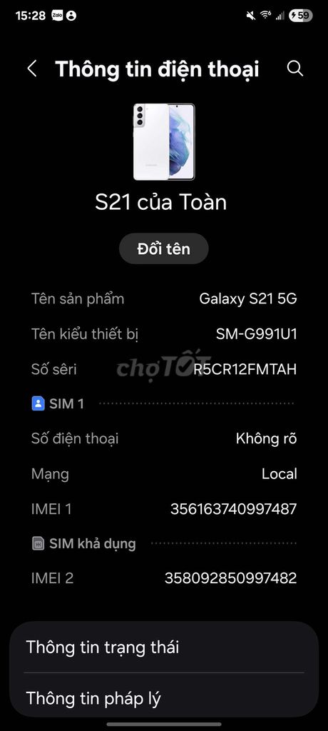 Samsung Galaxy S21 5G Trắng. Mua bán Điện thoại tại Huyện Sóc Sơn Hà Nội được đăng bởi Best Paine hình 1