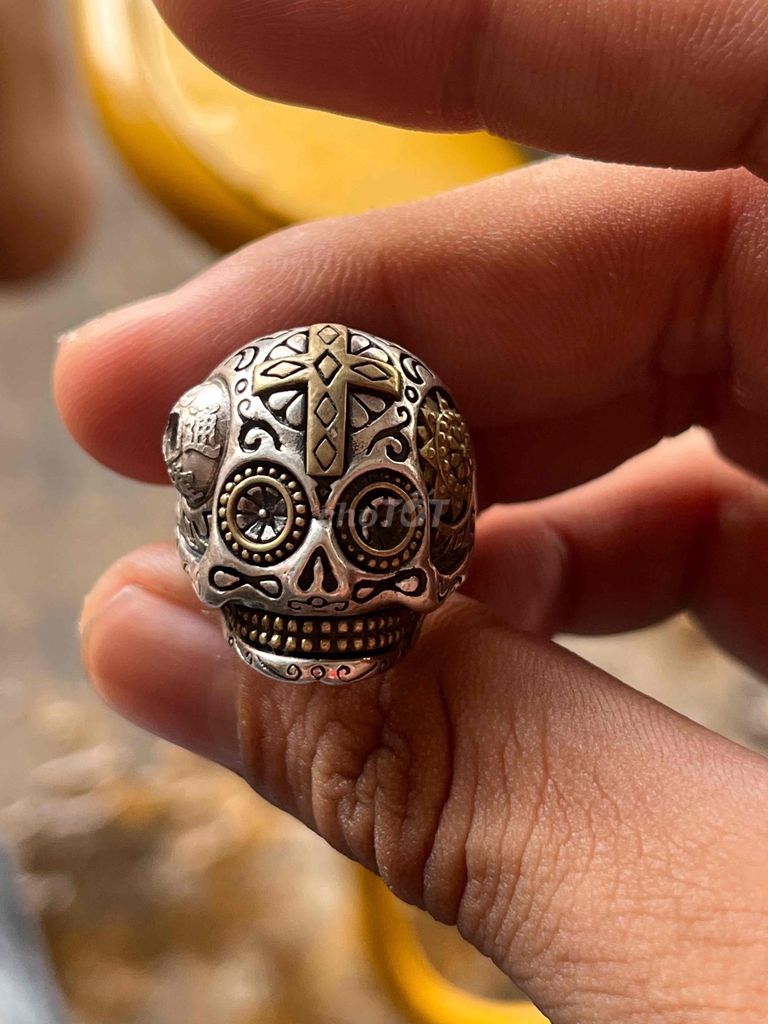 Nhẫn Skull Gothic Style Bạc phối Brass nhẩn Art