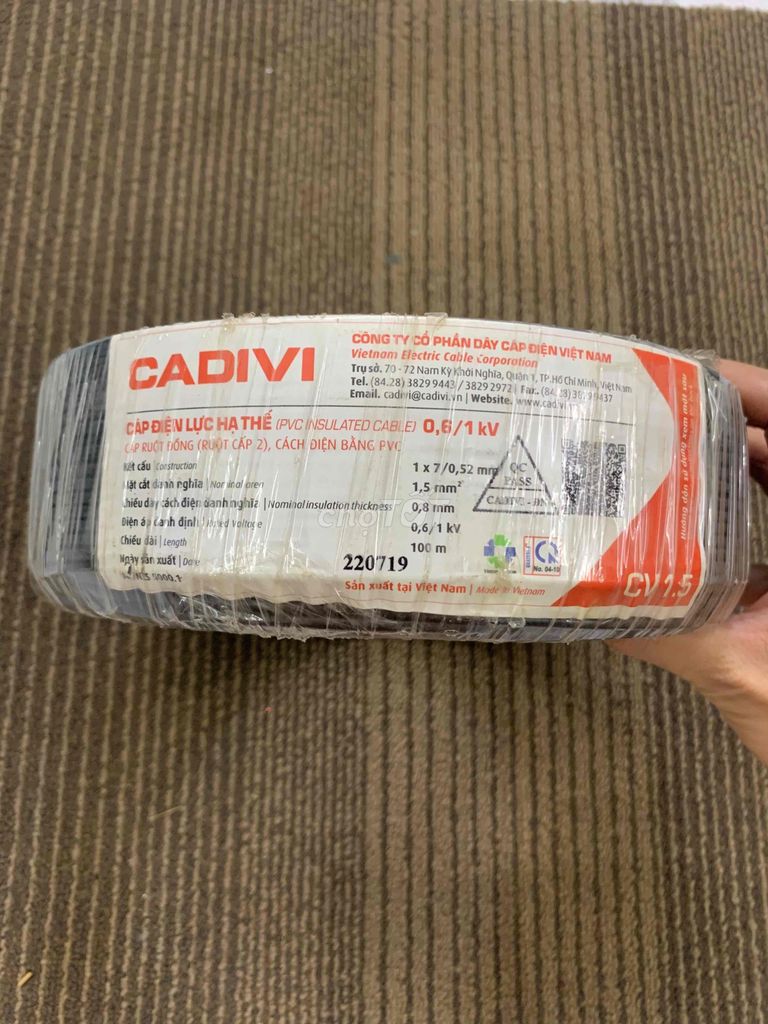 Dây cáp đồng 1.5 Cadivi như hình