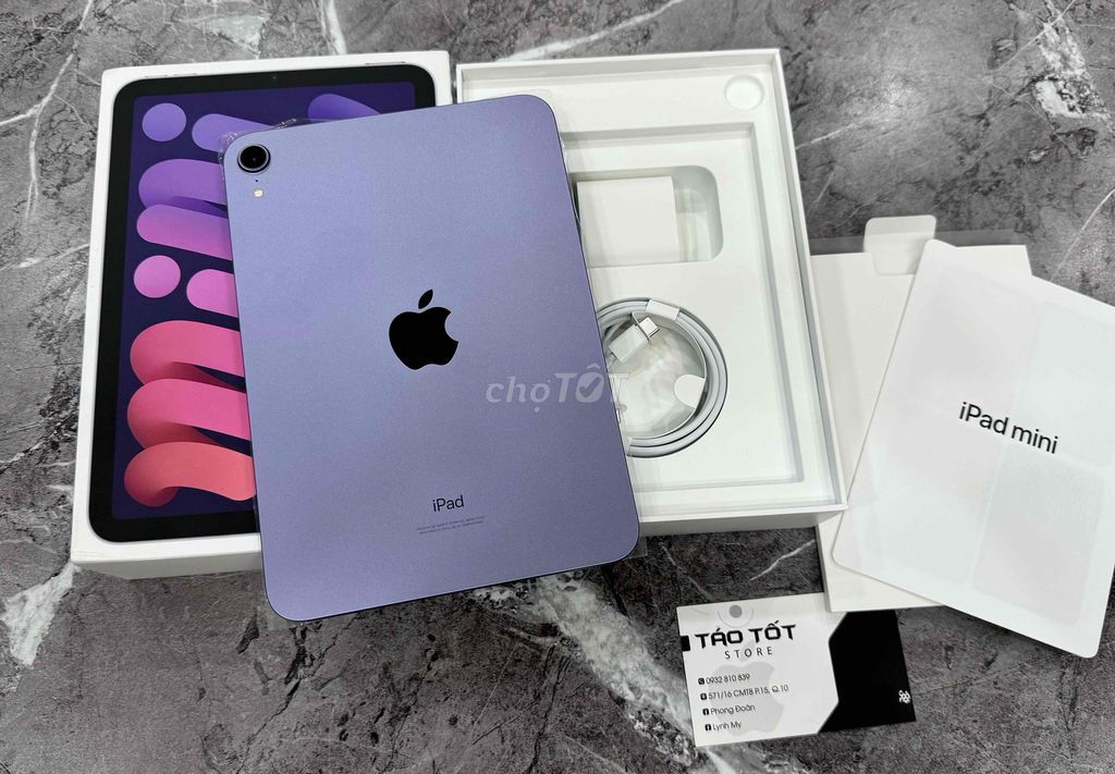 Ipad mini 6 64G WIFI tím fulbox chưa sử dụng p100%