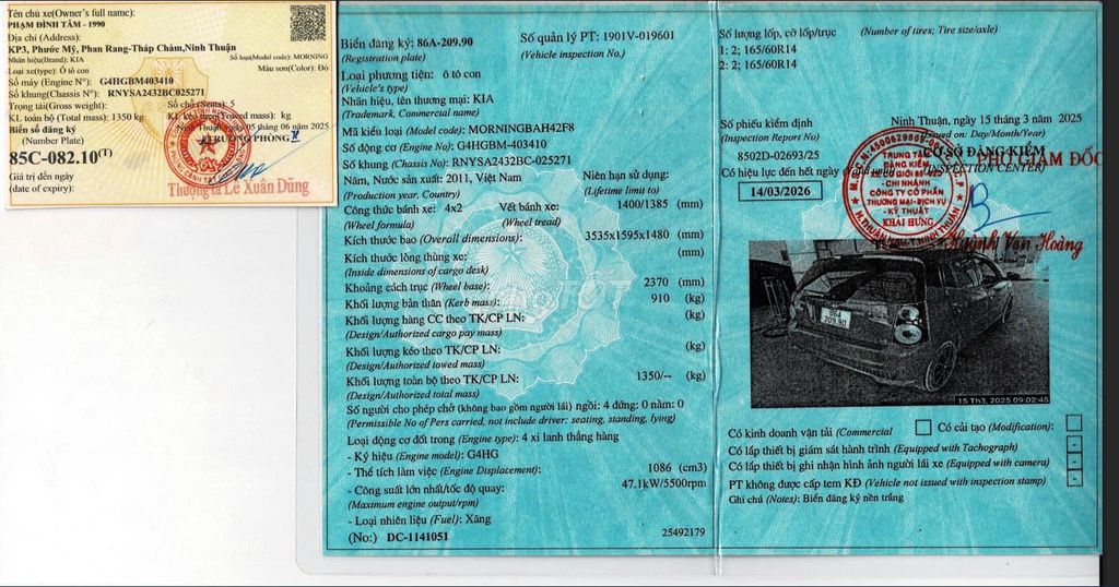 Kia Morning 2011 SX 1.1 AT - 195000 km. Mua bán Ô tô tại Thành phố Phan Rang-Tháp Chàm Ninh Thuận được đăng bởi Tâm Phạm Đình hình 3