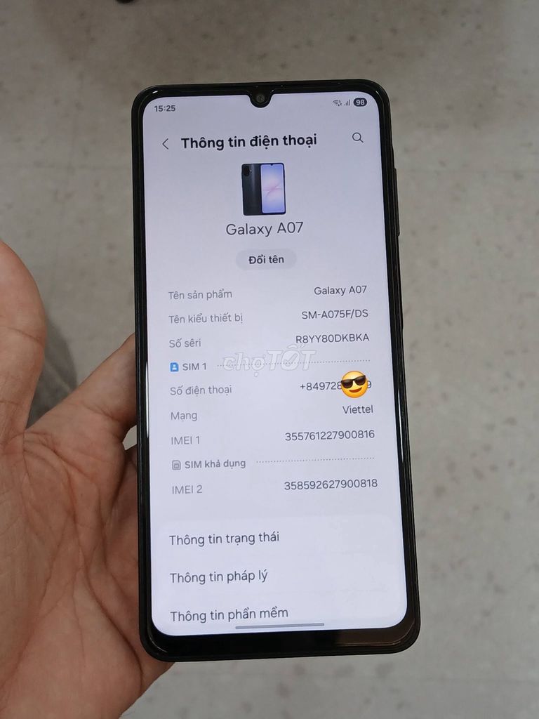 Samsung A07 4GB 128GB Đen. Mua bán Điện thoại tại Quận Tân Bình Tp Hồ Chí Minh được đăng bởi Hội Đồ Điện Tử hình 1