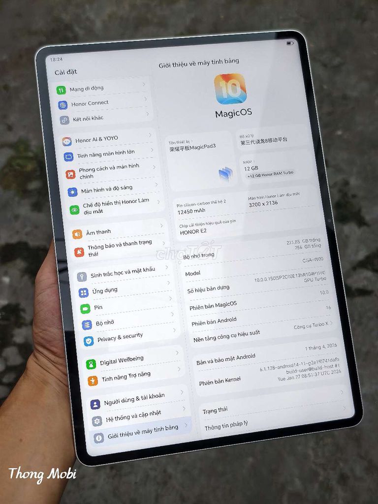 Honor Magic Pad 3 Trắng đẹp, 12/256. Mua bán Máy tính bảng tại Quận Bắc Từ Liêm Hà Nội được đăng bởi Thống Mobi hình 1