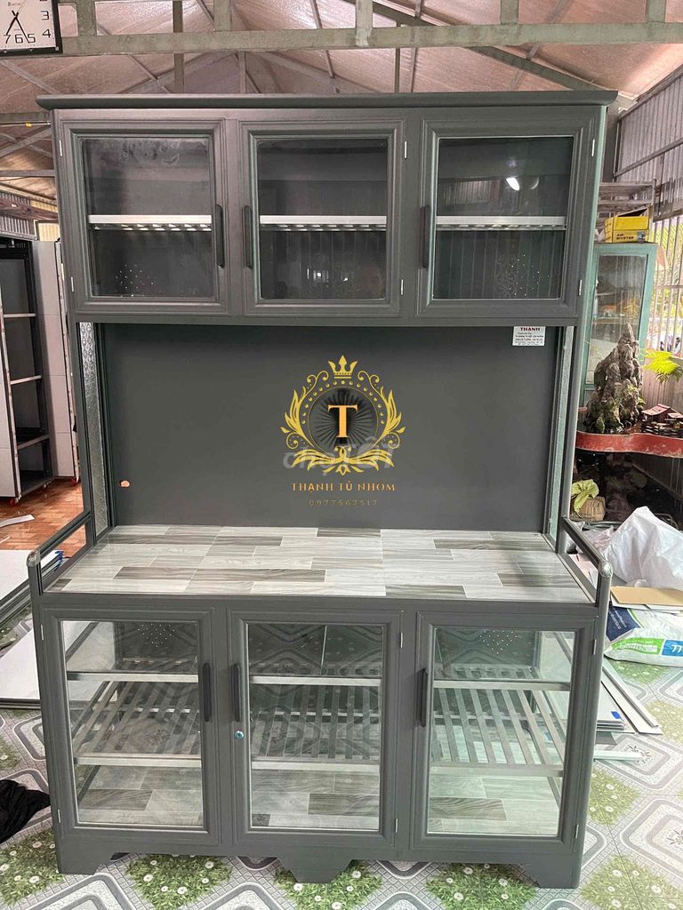 Tủ bếp Nhôm Xingfa Xám. Mua bán Tủ, kệ gia đình tại Huyện Chợ Mới An Giang được đăng bởi Đặng Hiếu Thạnh hình 1