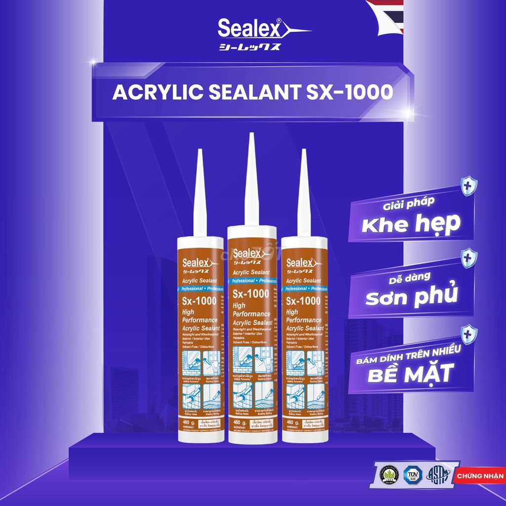 Keo silicon Sealex1000 Acrylic cho nội thất 460g