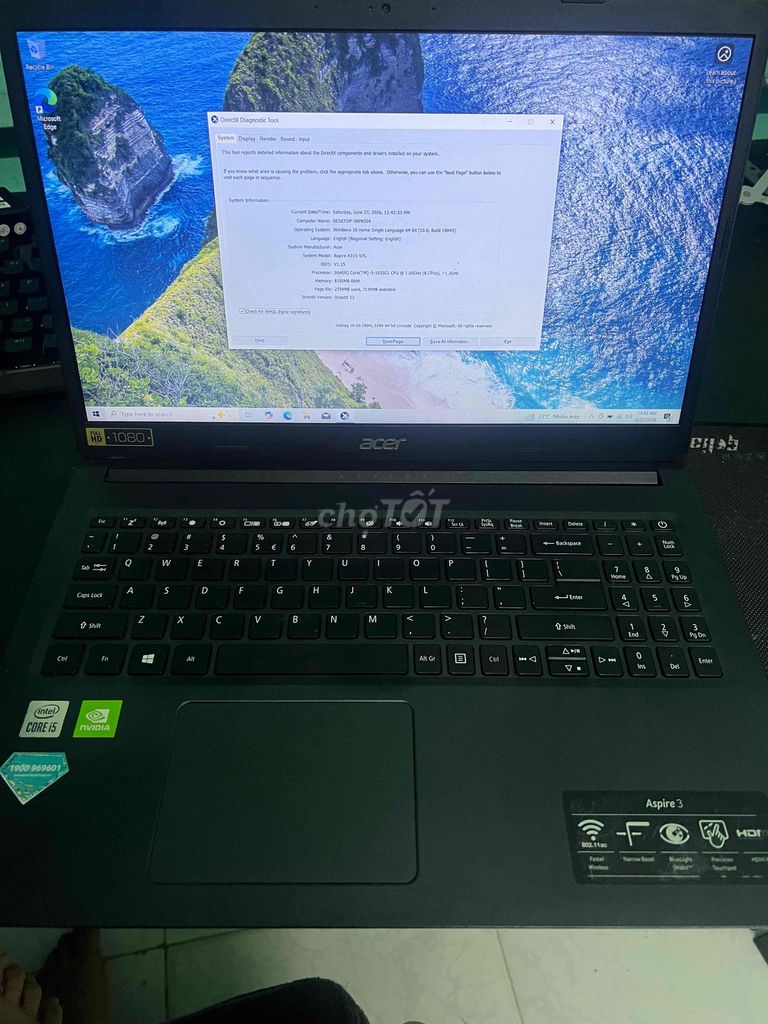 Acer Aspire A315-57G i5 8GB/240GB SSD MX330. Mua bán Laptop tại Quận Bình Thạnh Tp Hồ Chí Minh được đăng bởi Nguyên hình 1