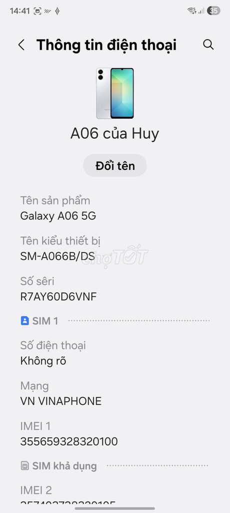 Samsung Galaxy A06 5G Xám. Mua bán Điện thoại tại Quận Cẩm Lệ Đà Nẵng được đăng bởi Vip hình 1