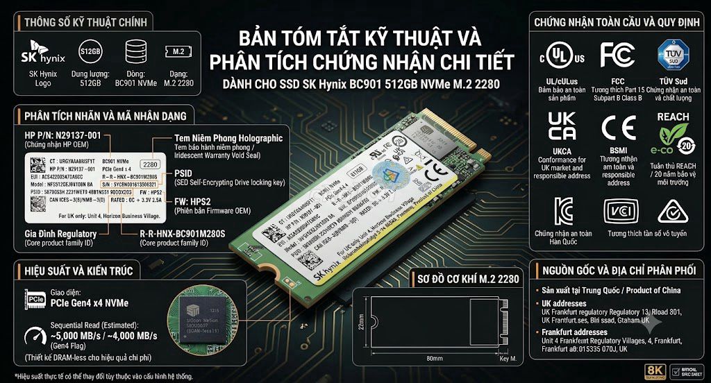 Ổ SSD NVMe Skhynix.BC901-512G, Gen4x4, like new. Mua bán Linh kiện (RAM, Card...) tại Quận Gò Vấp Tp Hồ Chí Minh được đăng bởi Nguyễn Tài hình 1