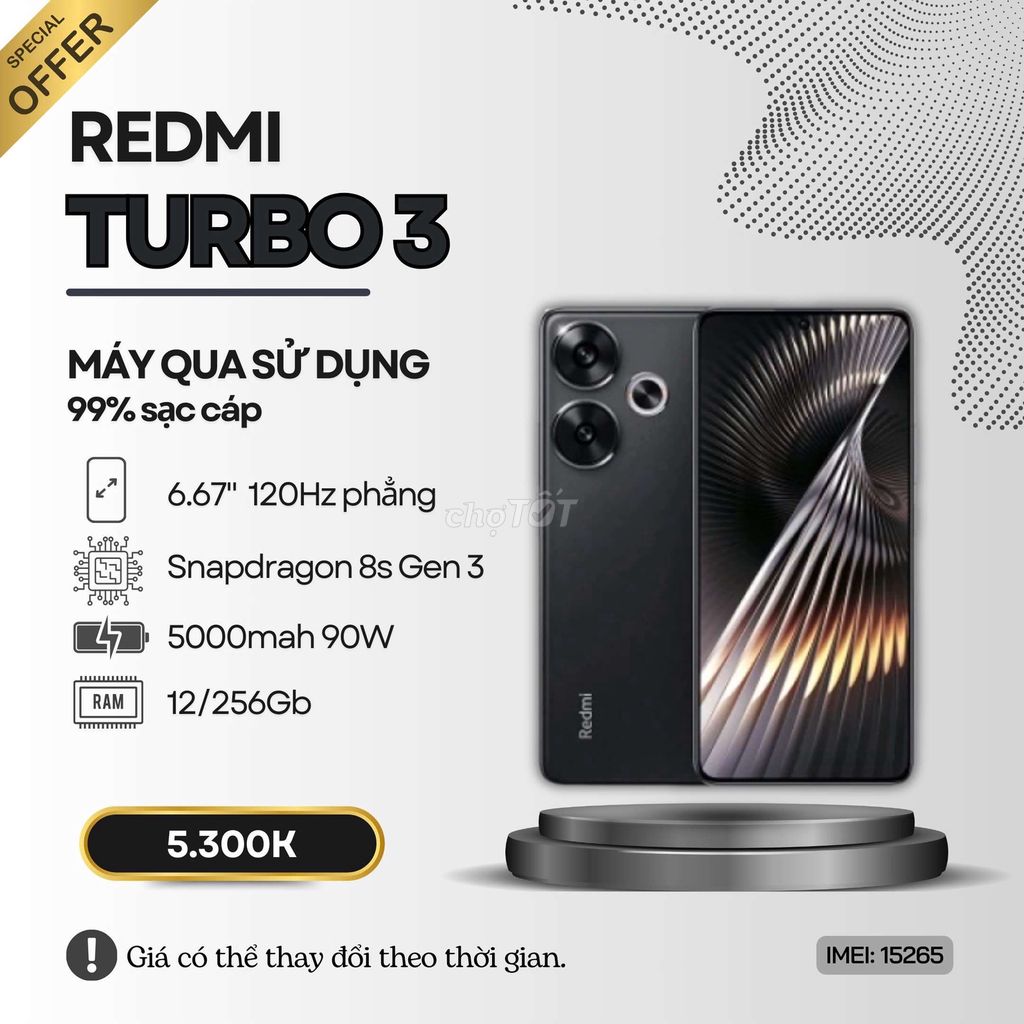 ⭐REDMI TURBO 3 ĐEN 12+256GB