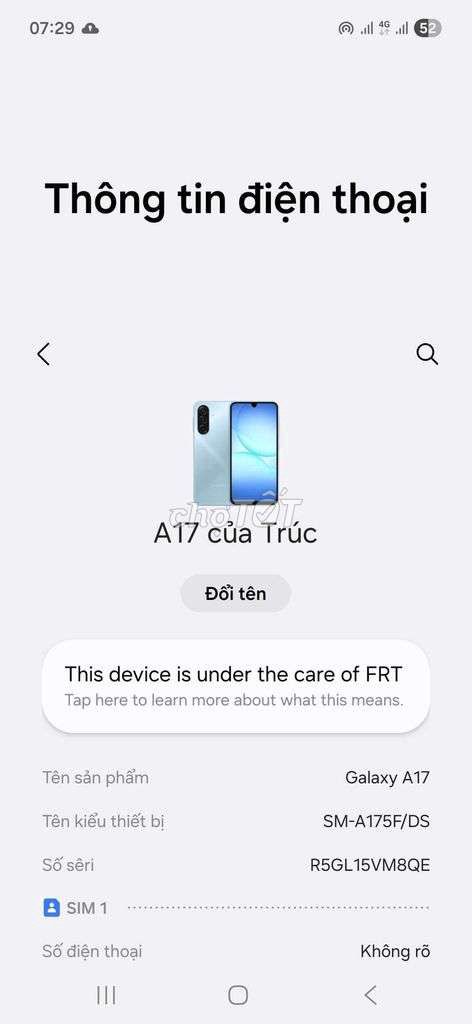 Samsung Galaxy A17 Đã sử dụng. Mua bán Điện thoại tại Thành phố Thủ Đức Tp Hồ Chí Minh được đăng bởi Trúc Nguyên hình 1