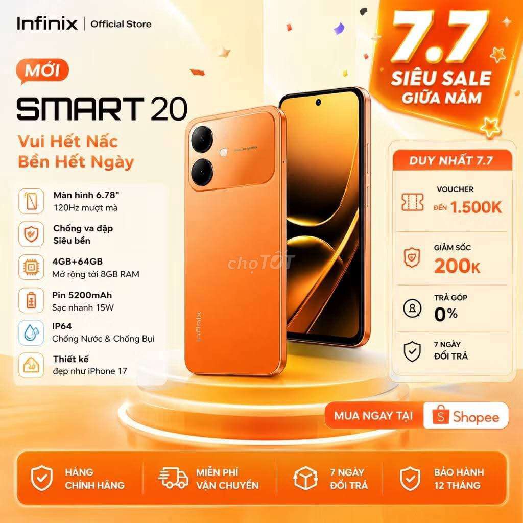 Infinix Smart 20 4GB/64GB Cam fullbox. Mua bán Điện thoại tại Thành phố Thủ Đức Tp Hồ Chí Minh được đăng bởi LuckyNK hình 1