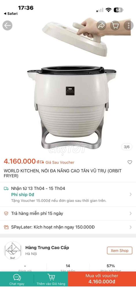 NCKD World Kitchen Orbit Fryer Trắng. Mua bán Bếp, lò, đồ điện nhà bếp tại Quận Hai Bà Trưng Hà Nội được đăng bởi Tô Thu Thảo hình 1