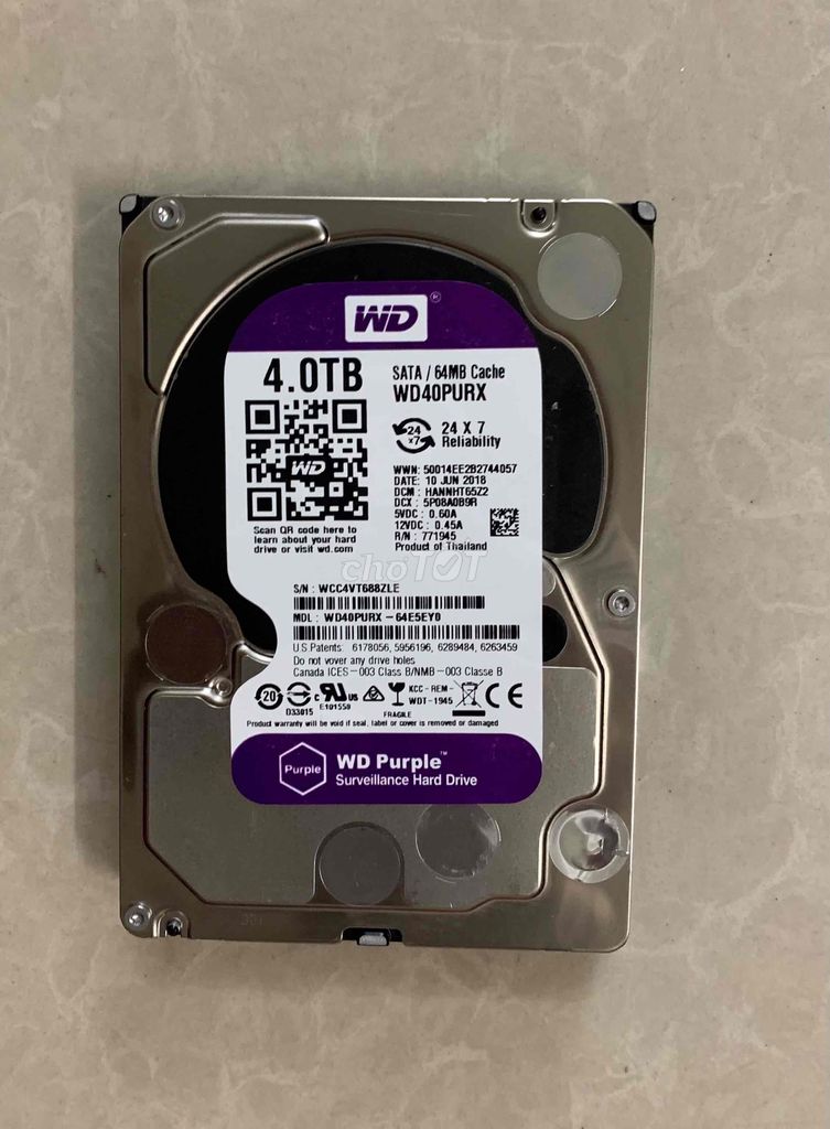 ổ cứng pc western tím 4tb sk100%