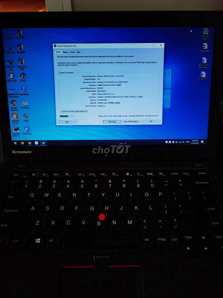 Laptop thinkPad x250 i5 th5
